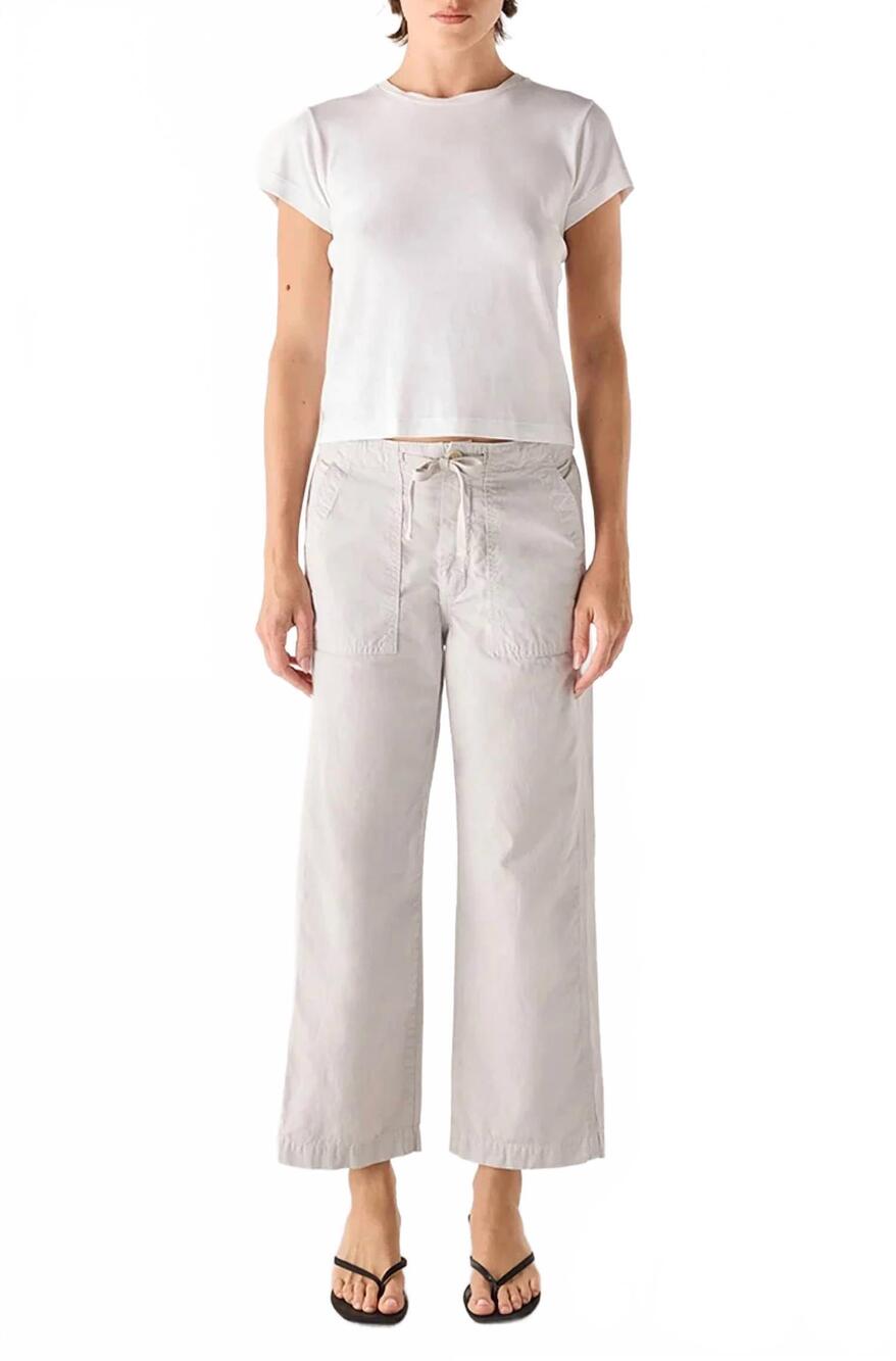 NEW AMO easy drawstring slouch crop pants in grey quartz
